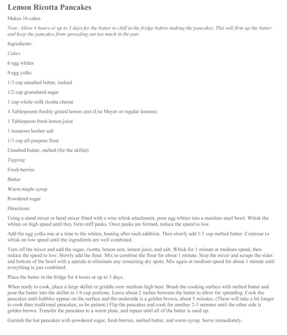 Lemon Ricotta Pancakes