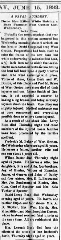 Fatal Barn Raising Accident June 1899